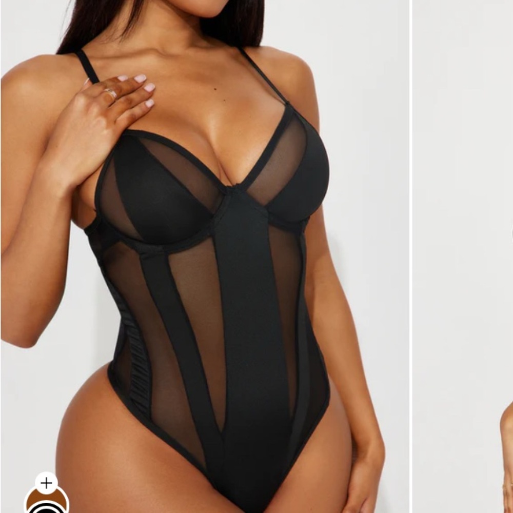 Fashion Nova Black Mesh Bodysuit